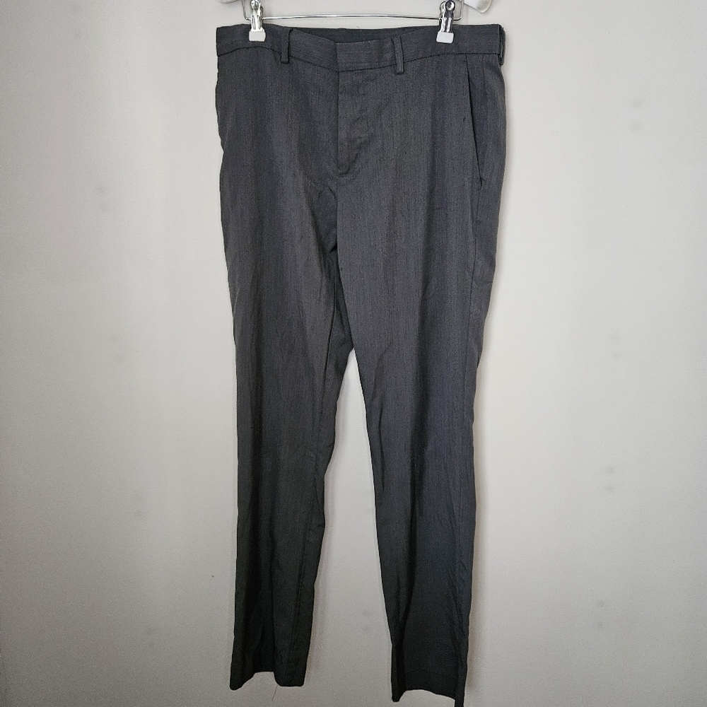 Perry Ellis Portfolio Pants Mens Gray Slim Fit Non Iron Business Casual Neutral